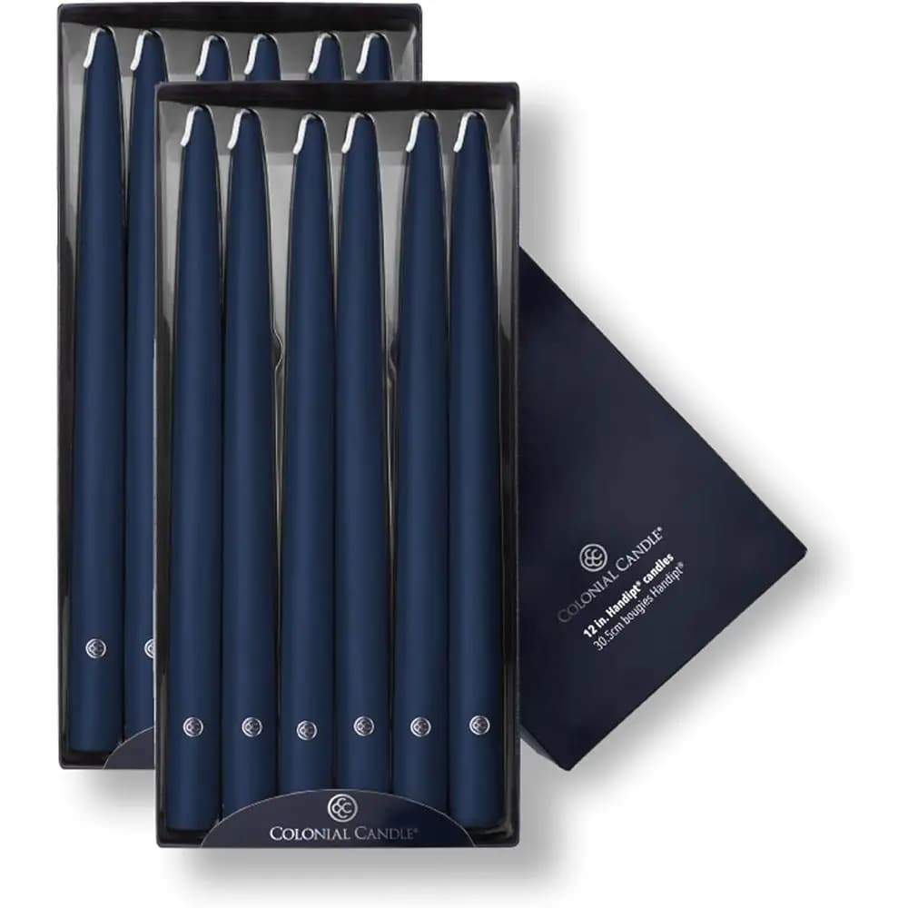 Candele affusolate blu indaco fatte a mano - Candele alte 30 cm - Senza profumo - Per compleanni, celebrazioni, confezione da 12