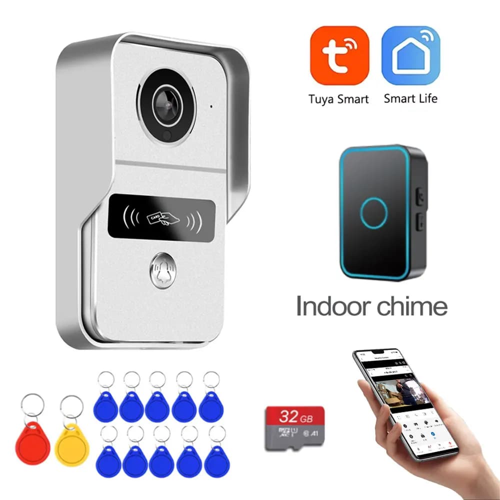 Videocitofono IP POE Smart con App Tuya, Campanello Video WIFI, Telecamera per Porta Wireless 1080P con Allarme, Telecamera di Sicurezza