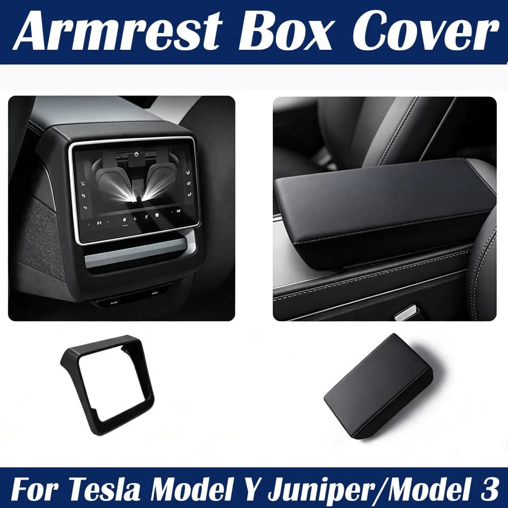 Armrest Box Cover For Tesla Model Y Juniper/Model 3 Highland Pad Rear Screen Frame Ventilation Mask Protector Cover Accessories