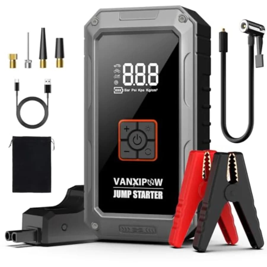 Avviatore di Emergenza per Auto M1 con Compressore d'Aria 4500A 150PSI 9.0 L Benzina/8.0L Diesel Portatile 12V con Luce LED Grande