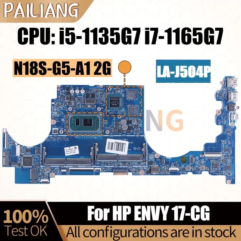 Per HP ENVY 17-CG Scheda Madre Del Computer Portatile LA-J504P i5-1135G7 i7-1165G7 N18S-G5-A1 2G M15202-601 M15201-601 Scheda Madre del Notebook