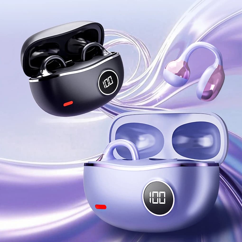 New Wireless Headphones Bluetooth Headset with Mic Auxiliary Speaker with Noise Cancellation Clip Ear Music Sports Ear Guards