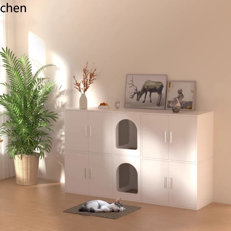 ZML gatto villa lettiera per gatti gabbia integrata armadio in legno massello mobili per gatti artefatto di stoccaggio