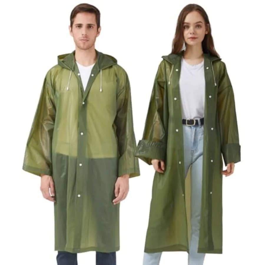 Rain Ponchos Raincoats for Adults Women, Reusable Rain Jacket Coats with Hood for Family Disney Park Travel 2 Pack