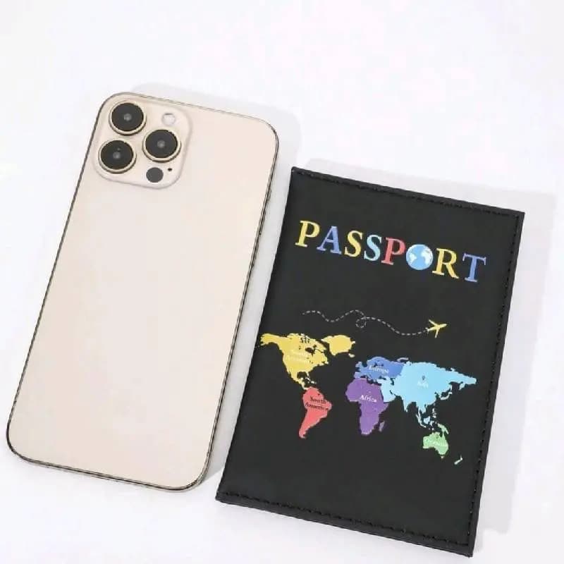 Passport Sleeve Wear-Resistant Pu Passport Holder Travel Document Holder Fun Cartoon Map Passport Cover For Bank Card Holder Id