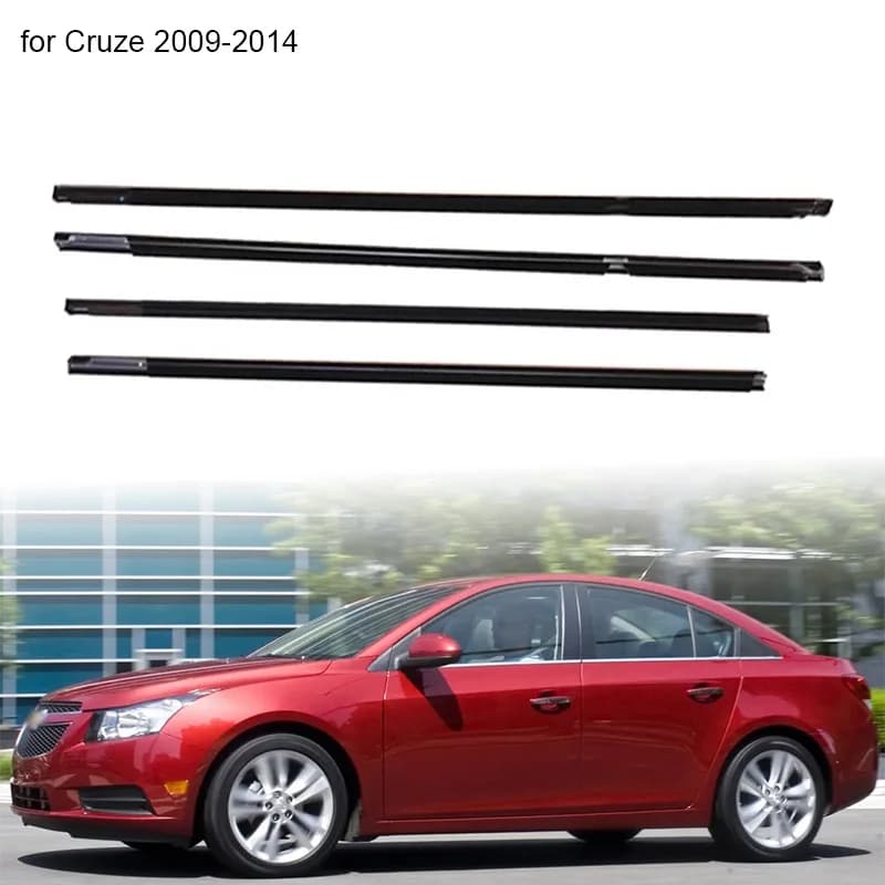 Nero 4 pezzi Finestra di Gomma Trim Per Chevy Cruze 2009-2014 Guarnizione Strisce di Tenuta In Gomma Porta Modanatura Trim 72410TM8013
