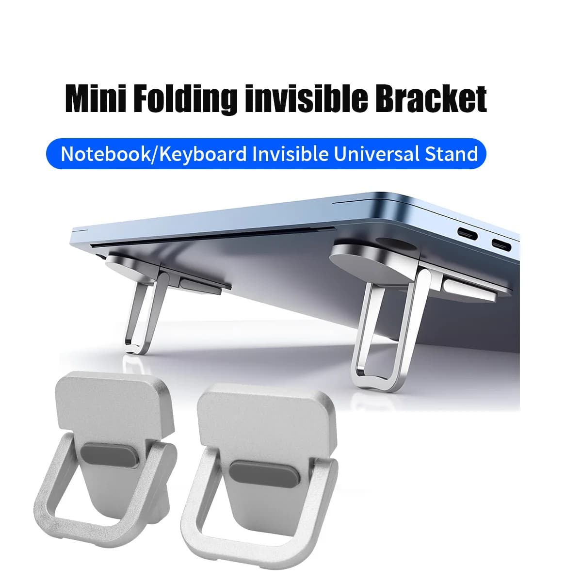 1 Pair Laptop Stand Mini Portable Laptop Riser Foldable Invisible First/Second Gear Adjustment Lightweight Laptop Stand