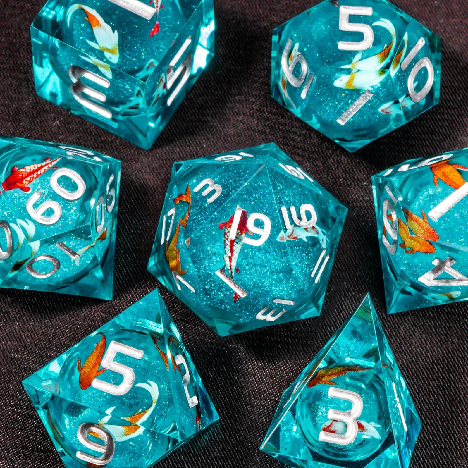 DND Dice Set D&D, Liquid Core Sharp Edged Dice Set Dungeons and Dragons, Rpg Polyhedral Resin Dice Set for Role Playing Game