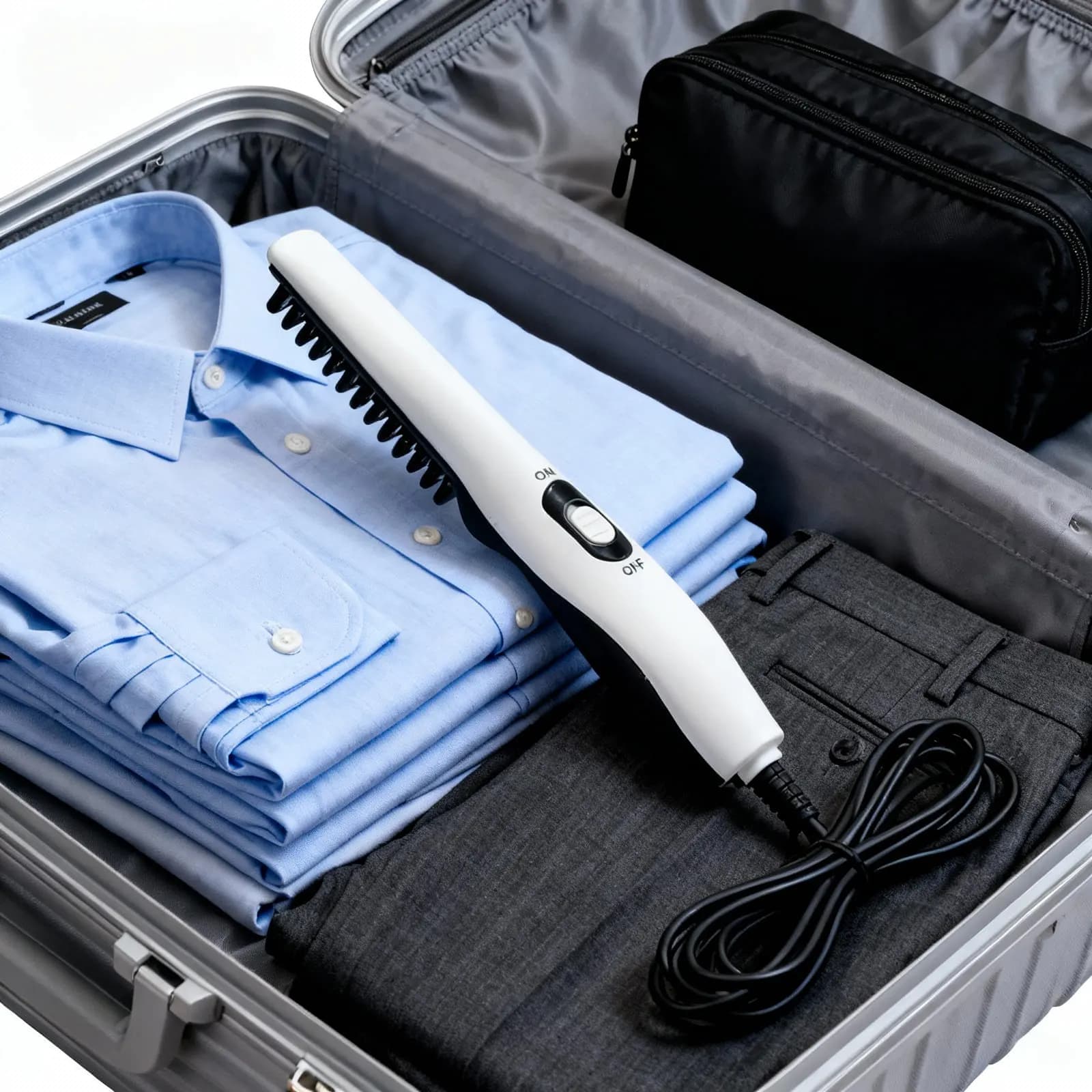 Pettine Elettrico Portatile per Lisciare la Barba, Strumento di Styling Anti-Crespo a Riscaldamento Rapido per Uso Professionale, Bianco