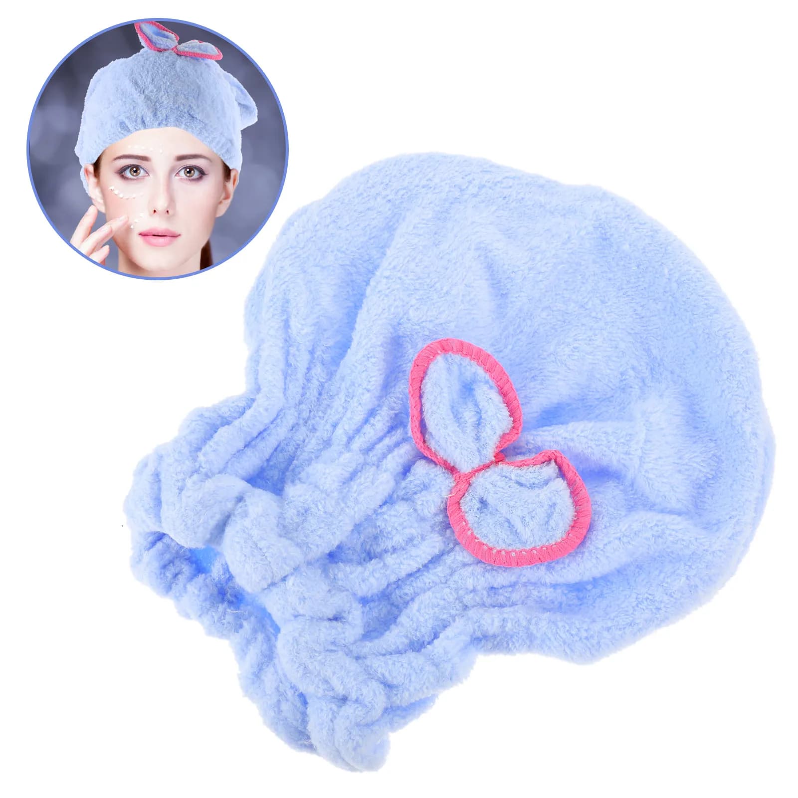 Asciugamano per capelli in microfibra con fiocco, ad asciugatura rapida, per donna, per doccia, bagno, trucco, lavaggio viso, viaggi, palestra.