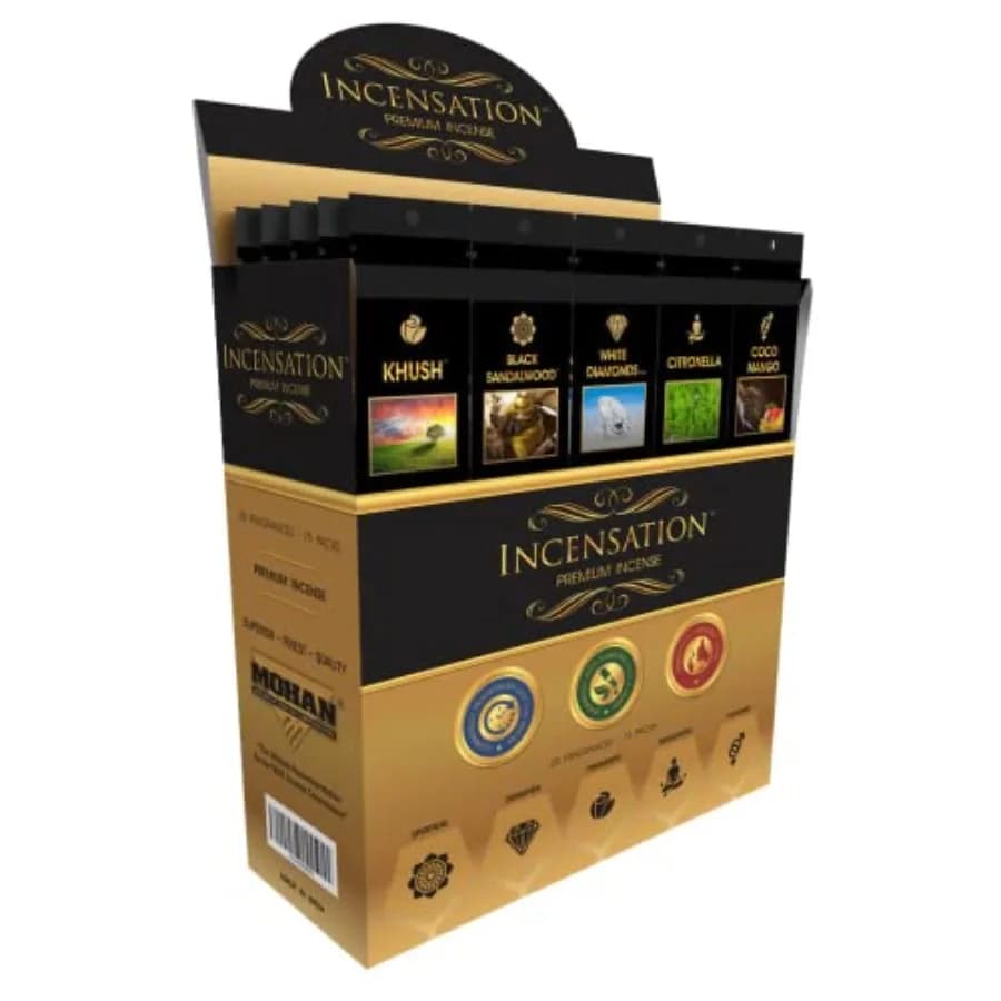 Bastoncini d'Incenso Premium, 75 Confezioni da 12, Nero/Carbone