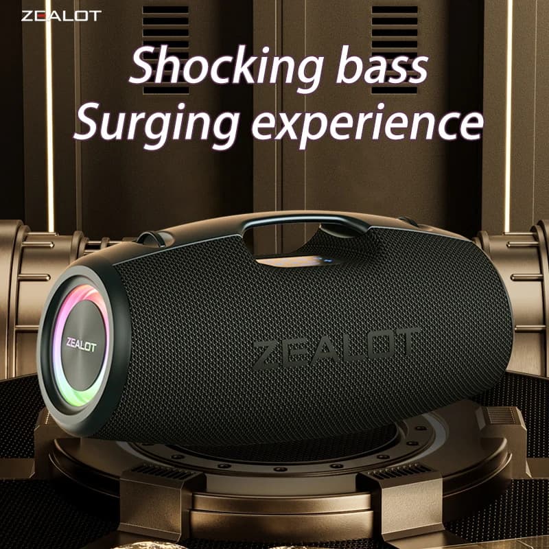 ZEALOT S78 100W Wireless Speakers,DSP Technology,4HORNS,RGB Light,Outdoor Portable,24000mAh ，48 Hours Playtime Loud Stereo.