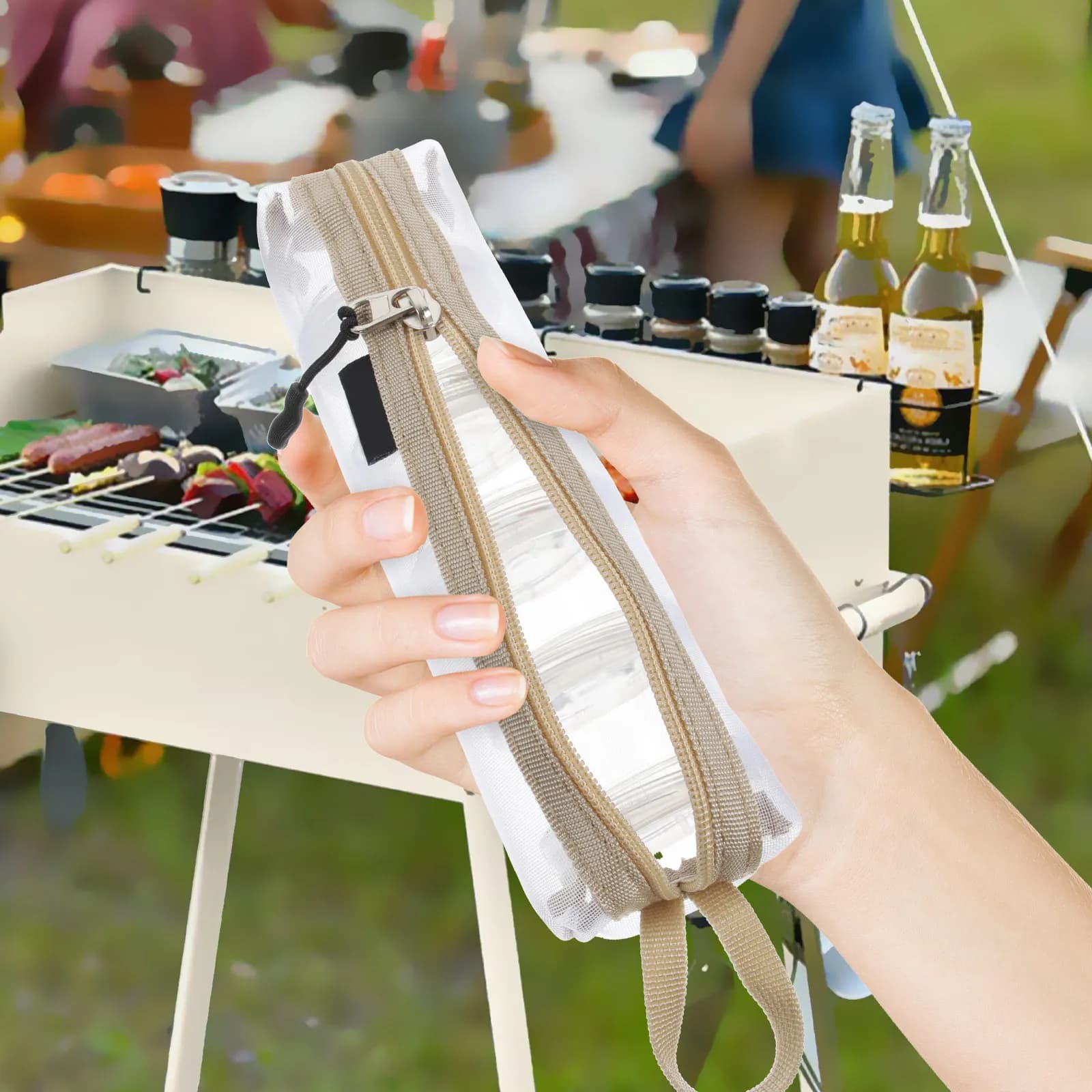 Set di 1 Contenitore Portatile per Spezie in Nylon per Alimenti, Leggero e Mini, Ideale per Campeggio, Barbecue, Viaggi e Picnic