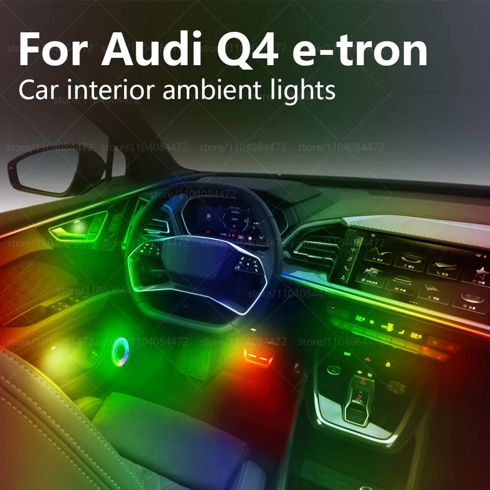 For Audi Q4 E-Tron 22in1 RGB Interior Car Acrylic Environmental Lights for Car RGB Hidden Acrylic Strip Atmosphere Decoration Accessories