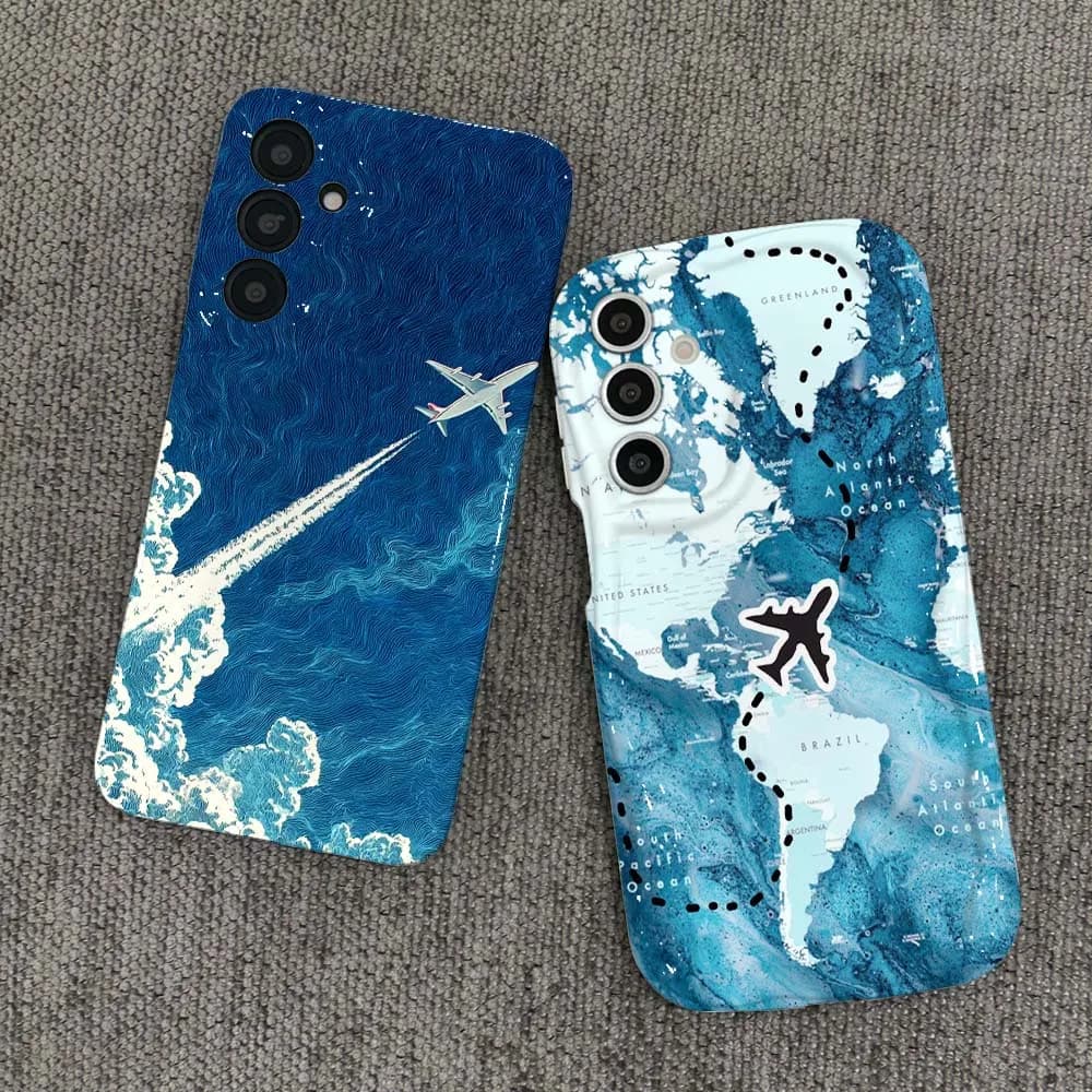 Cover per telefono con design anime aereo, cool, per Samsung Galaxy A13 A15 A16 A06 A11 A12 A14 A05 M11 M12 F12 4G 5G, con guscio effetto onda olio Feilin
