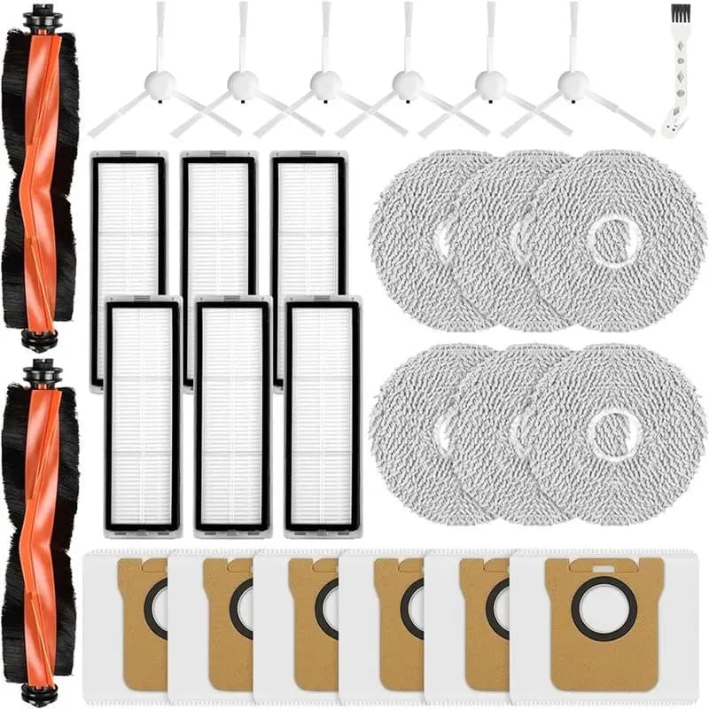 【NUOVO A39M】 Set di accessori per robot aspirapolvere X20+ / X10 Plus: spazzole principali, sacchetti per la polvere, filtri, spazzole laterali, panni per la pulizia.