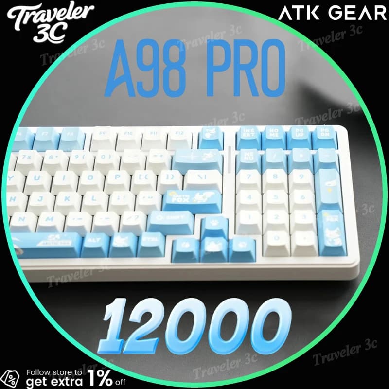 NEW ATK A98 Pro Wireless Mechanical Keyboard BT 2.4G 12000mAh Long Life Battery 5 Layer GASKET 1ms Low Latency RGB Light Gift PC