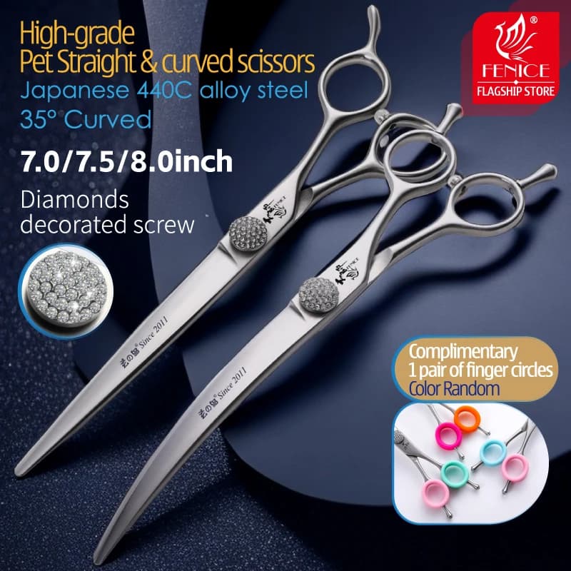 Fenice High grade 7.0/7.5/8.0 pollici dritto 35 ° curvo Pet parrucchiere forbici da toelettatura cesoie per Pet Groomers estetiste