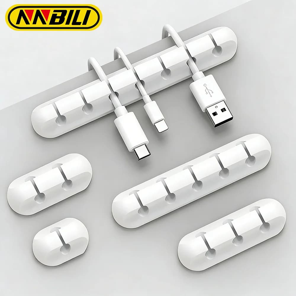 NNBILI 5 pezzi di organizer per cavi, clip per la gestione dei cavi USB, autoadesive, per mouse, tastiera, cuffie, per cavo iPhone