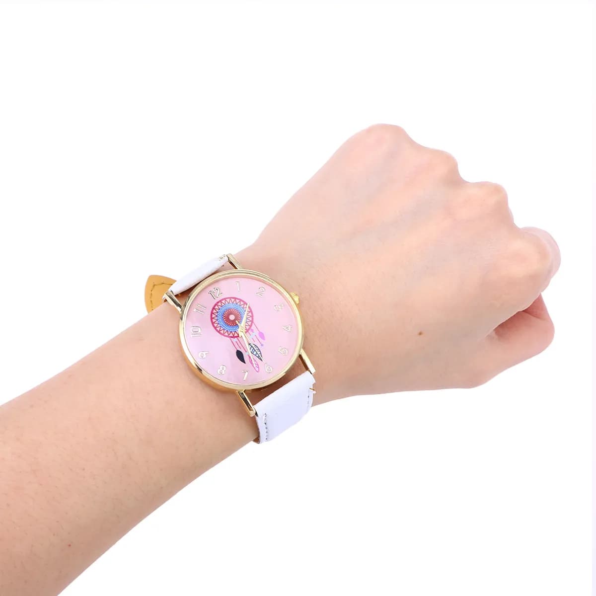 Women Quartz Watch White Dream Catcher Belt Bracelet Simple Casual Trendy Wristwatch for Female Student Fashion Gift