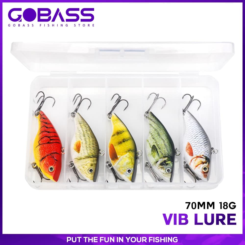 GOBASS 5 Wobbler Artificial Escalopes VIB 7cm 18g Crankbait Without Labbro Artificial Esca Swimbait Wobbler for Kit Fishing Equipment for Spigola and Trota