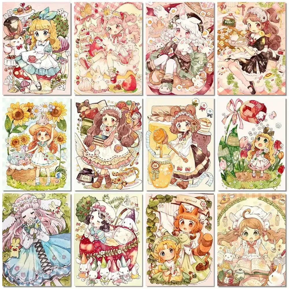Kit per Pittura Diamante 5D, Ricamo a Punto Croce, Mosaico, con Motivi di Ragazza, Fiori e Animali, Decorazione Murale per la Casa, Fai da Te, Regalo
