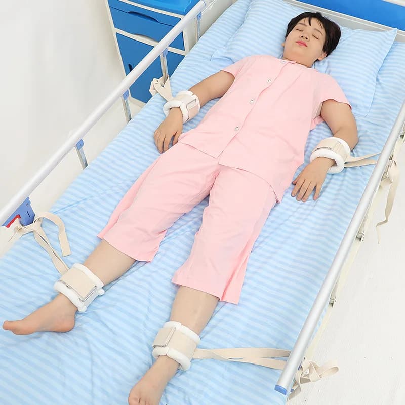 4 pezzi Cinture di fissaggio del piede della mano Lesioni antigraffio Anti-estubazione per cinghie di ritenuta del polso del paziente costretto a letto