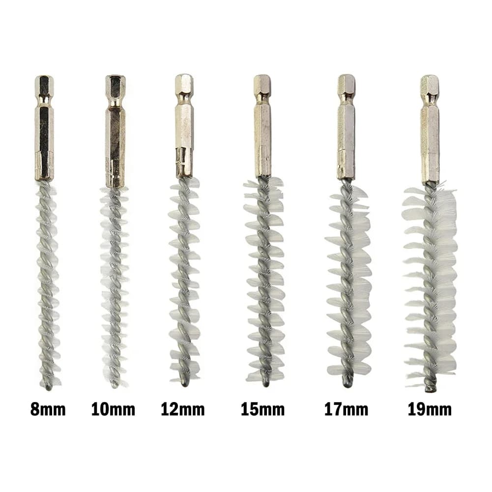 1 Pz Drill Brush 8-19mm Metal Brush Tube Machines Nylon Brush With Hexagonal Shade 6,3 mm Cleaning Washing Polishing Rust Removal Tools