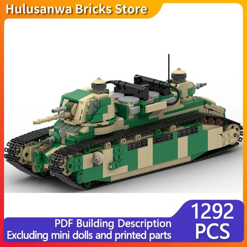 Char 2C Military Tanks Model MOC Building Bricks War Equipment Modular Technology Gifts Holiday Assemble Children Toys Suit