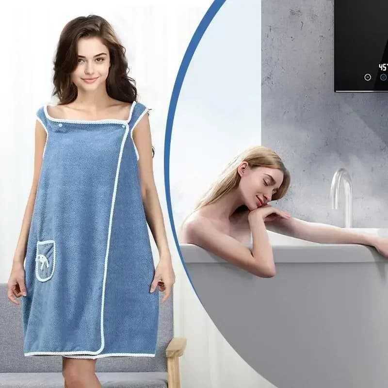 Accappatoio da donna in pile corallo tinta unita, accappatoio casual morbido e assorbente con tasca, accappatoio da donna, abbigliamento da notte per la casa, accessori da bagno, asciugamano da bagno