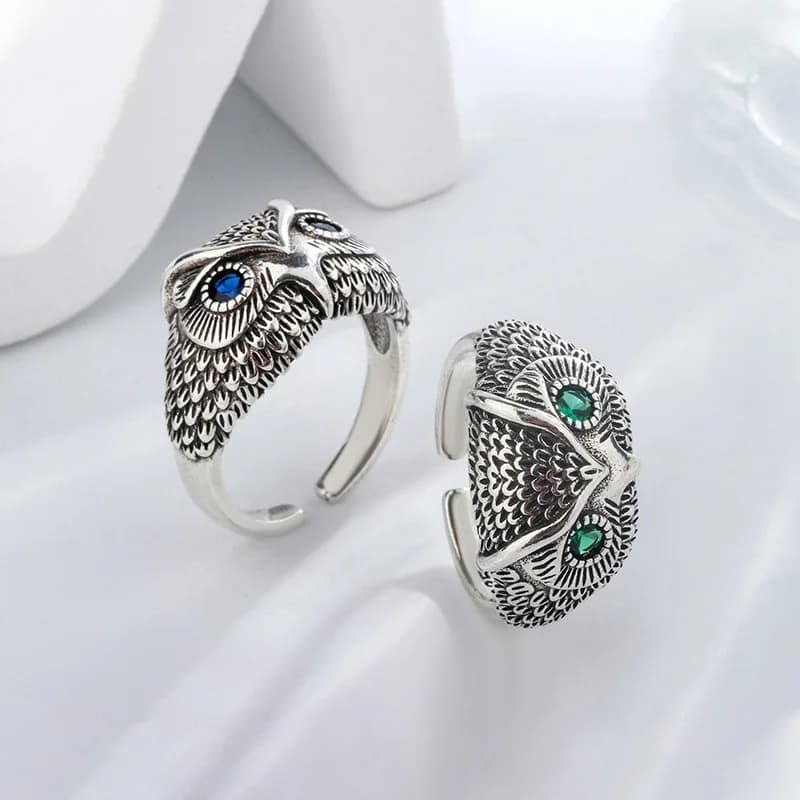 Nuovo arrivo Vintage Owl Animal Design Thai Silver Unisex Party Ring Jewelry For Women Man Gifts Never Fade Cheap