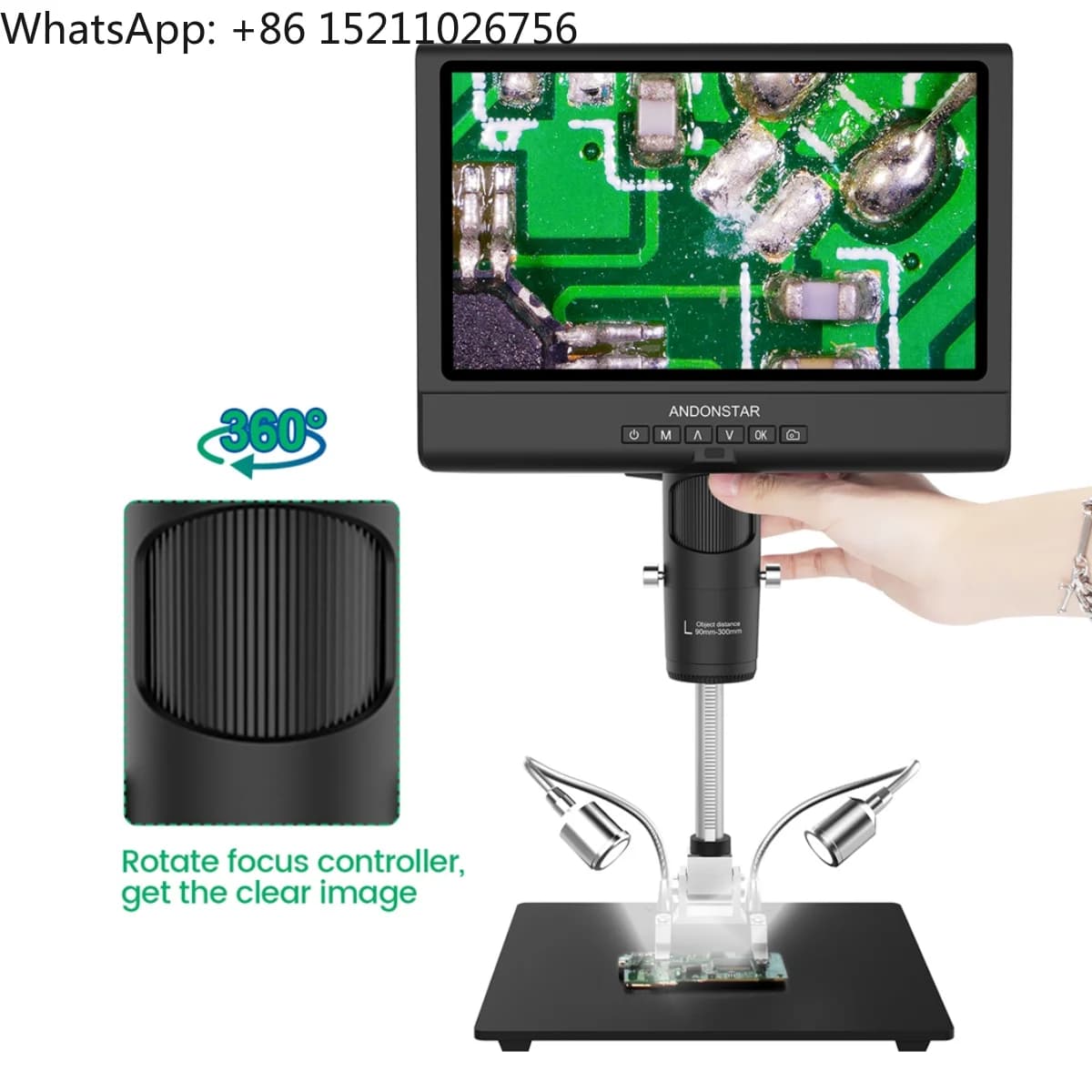 Andonstar AD209 Microscopio digitale da 10 pollici Microscopio con display LCD regolabile 1080P per la riparazione dell'orologio del telefono con microscopio per saldatura