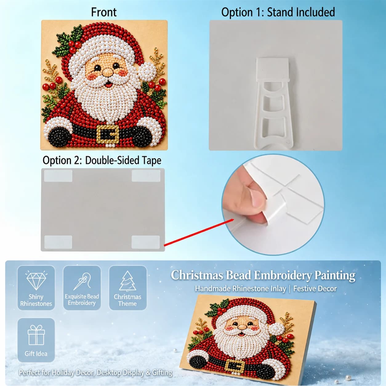 Santa Claus-themed Diamond Painting Kit, 20x20 cm DIY Bead Embroidery Craft, Perfect for Holiday Home Decor and Christmas Gifts