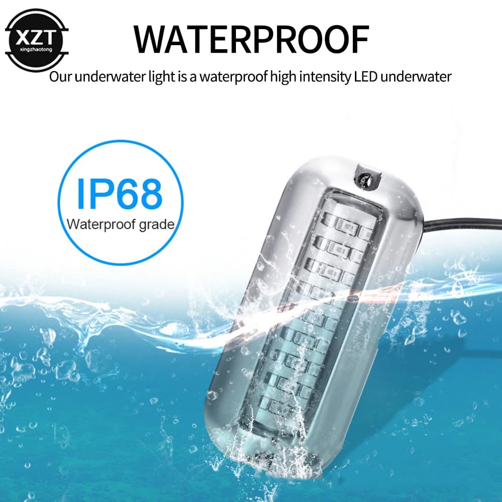 50W 27 LED Lampadina di navigazione Luce di poppa per barche Luce di ancoraggio per poppa impermeabile in acciaio inossidabile Lampada per pontone subacqueo per barche marine
