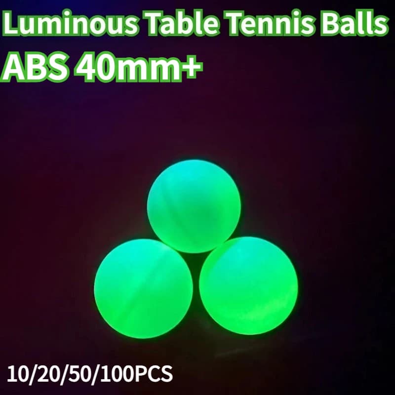 New 40mm+ Luminous Table Tennis Balls ABS Glow in The Dark Ping Pong Balls High Elastic Durable Seamed Balls for Entertainment