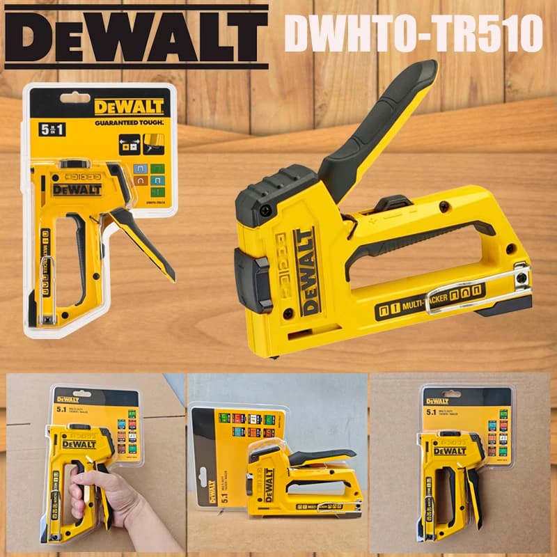 DeWALT DWHT0-TR510 5-in-1 Manual Staple Gun Heavy Duty Multi Tacker Nailer for Wood Upholstery DIY