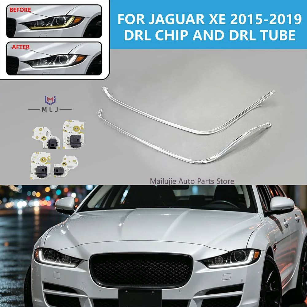 For Jaguar XE 2015-2019 Headlight LED DRL Light Guide Strip Angel Eye Chip Daytime Running Light Source chip Light Guide Strip