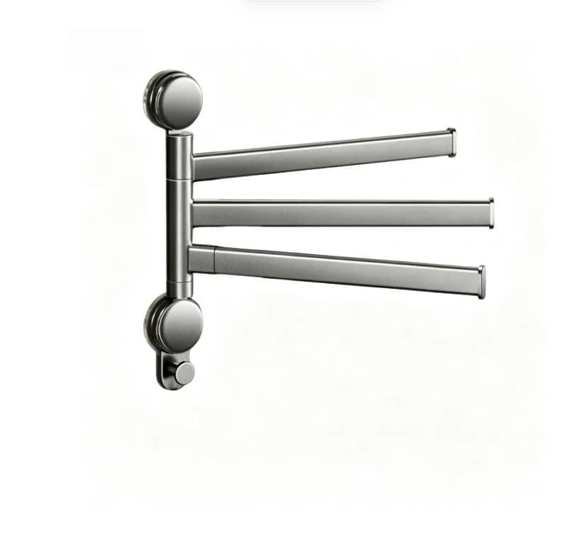 Rotating Towel Rack for Bathroom Aluminum Alloy Construction with Suction Cup Mount and 270 Degree Adjustable Bar Rotation