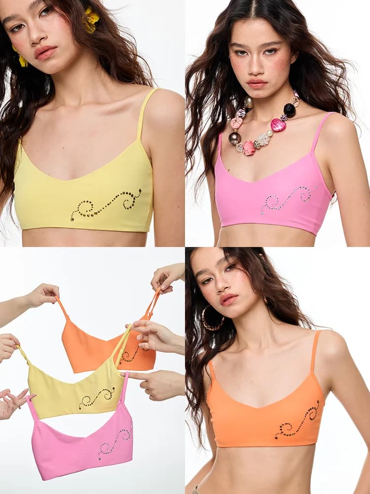 Original Design Summer: Top Sports Bra with Colorful Sequins, Sexy Women's Underwear, Women's Fashion