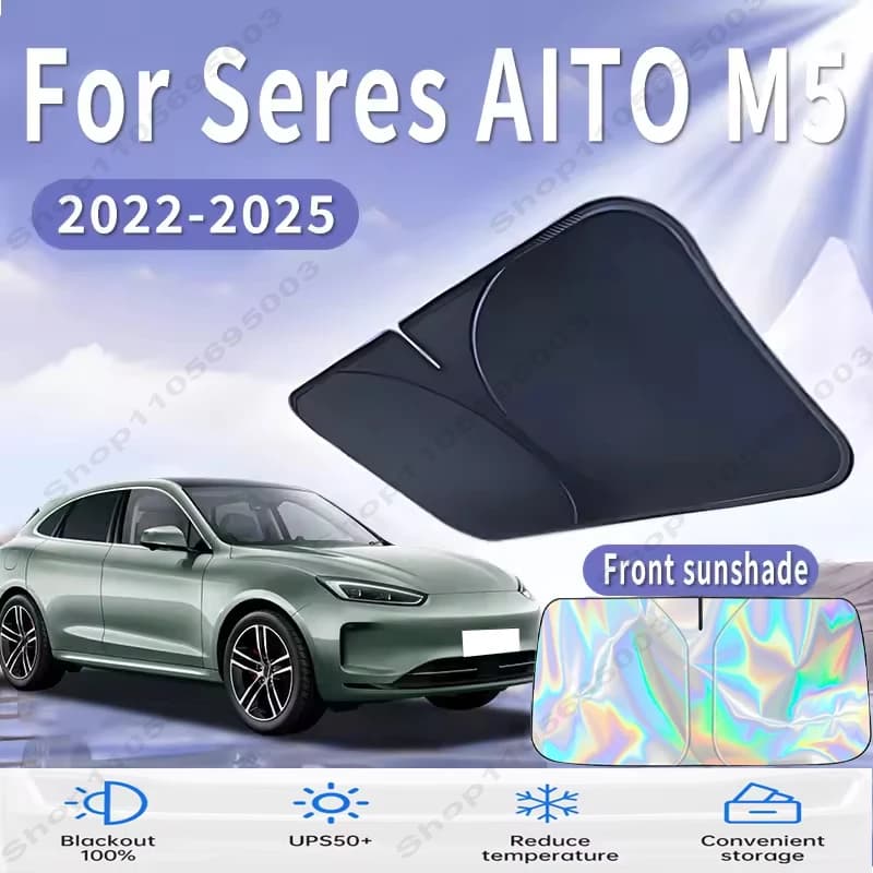 Front Windshield Sun Shade For Seres AITO M5 2022~2025 Custom Fit Foldable UV Reflective Sun Heat Protection Car Interior 2023