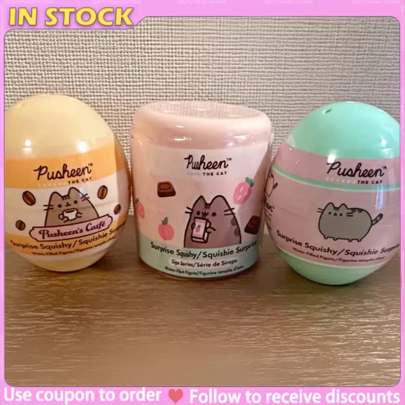 Original Hamee PUSHEEN Fat Cat Peripheral Water-Filled Pinch Flat Doll Hand-Made Ornaments Blind Box Soft Rubber Doll Toy Gift