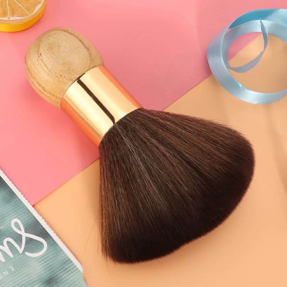 Soft brush for Barbiere neck with wood handle, Professional brush for cleaning, Comfortable handle, Easy to clean, for use in salon