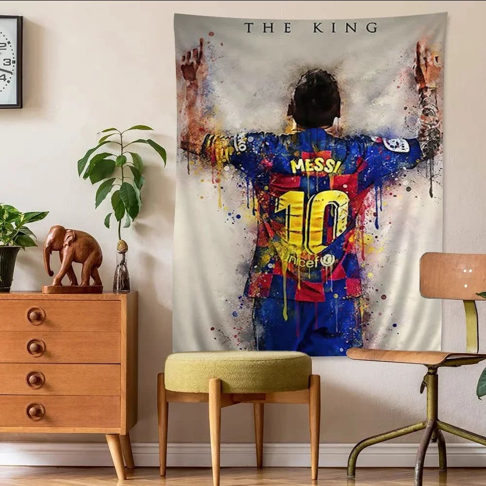 Football Star M-Messis Anime Arazzo Hippie Flower Wall Carpets Dormitory Decor Wall hanging Decorations for the house