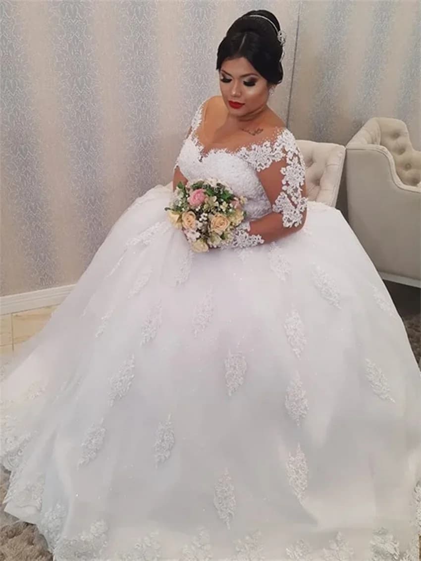 Abiti da Sposa Africani con Perline e Pizzo Glitterato per Sposa 2026, Lussuoso Abito a Maniche Lunghe, Vestiti da Sposa Personalizzati