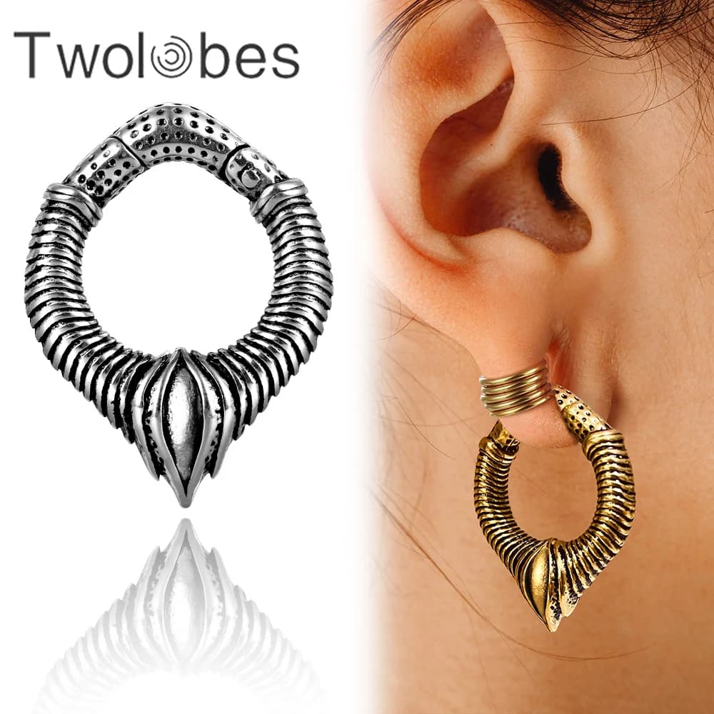Twolobes 2 PZ 316 In Acciaio Inox Punk Retro Pesi Per L'orecchio Grucce Calibri Tunnel Espansioni Penetranti Donne Gioielli Per Il Corpo Fresco