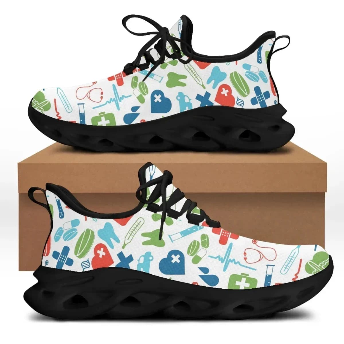 Marchio di lusso Infermiera dentale Stampa Sneakers Casual per le donne comode scarpe basse ad aria Femme Lace up Zapatos 2022