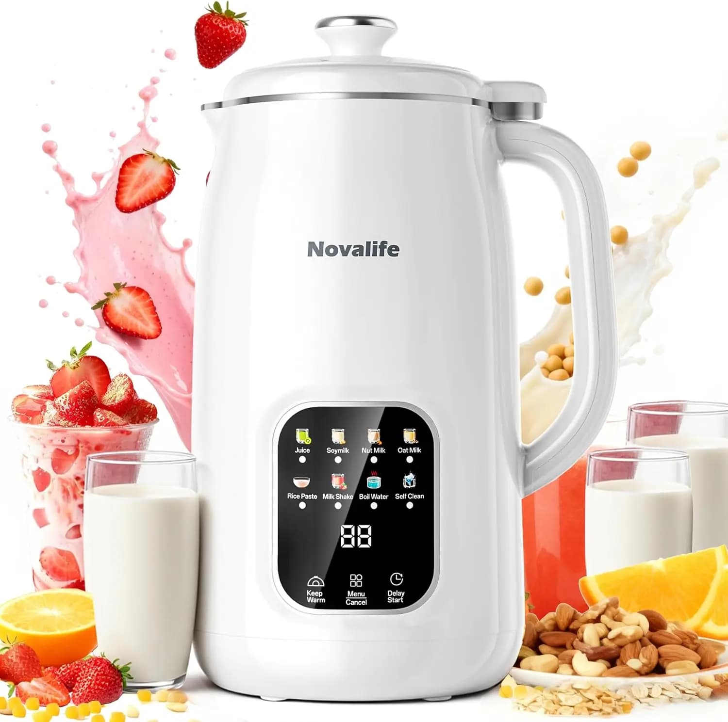 Macchina per Latte Vegetale 8-in-1, Frullatore Automatico da 40oz per Latte di Soia, Mandorle, Avena, Succhi e Bevande Non Latticine Fatti in Casa