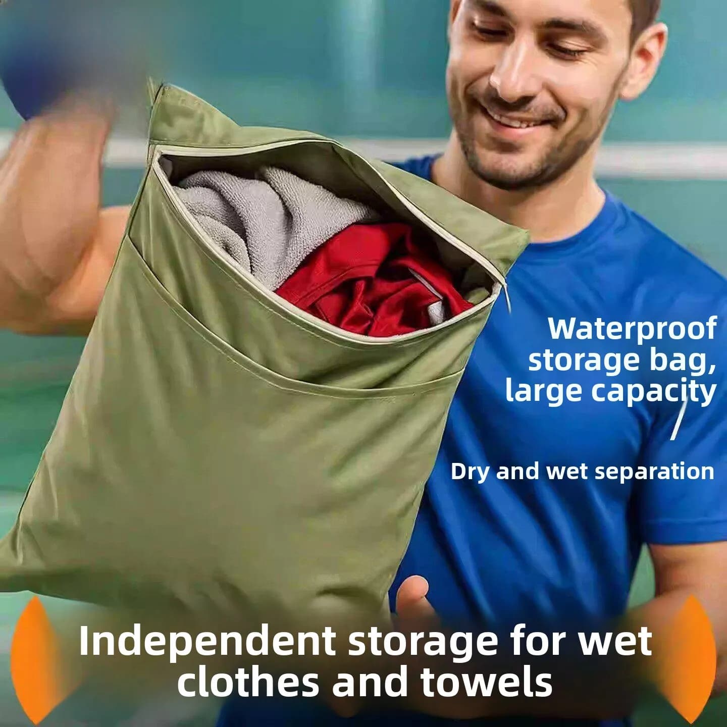 Waterproof Portable Large Capacity Zipper Handheld Sport Wet Clothes Dirty Laundry Bag Swimming Suit Storage Organizer