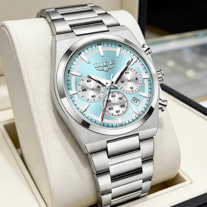 LIGE 2026 Brand new Luxury Men's Watch, Stylish and Professional Quartz watch, Waterproof with Chronograph and Stainless Steel Strap