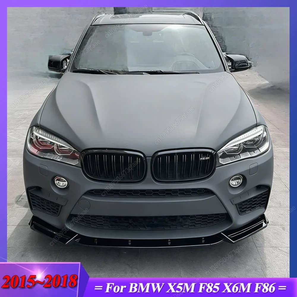 3 Pz For BMW X5M F85 X6M F86 2015 2016 2017 2018 Auto bumper Lip Diffuser Splitter Spoiler Bodykits Tuning ABS Gloss Black